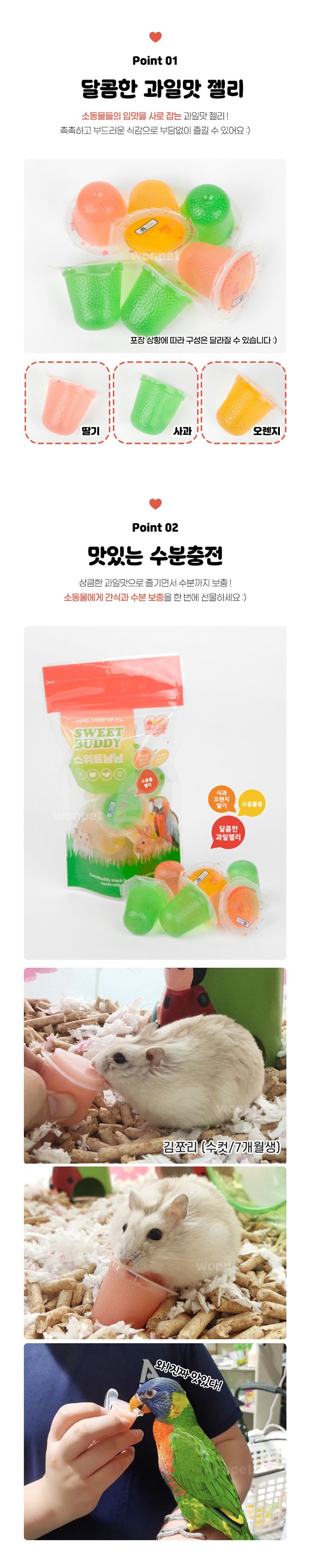 스위트냠냠 소동물젤리 6개입 햄스터 앵무새 간식 수분