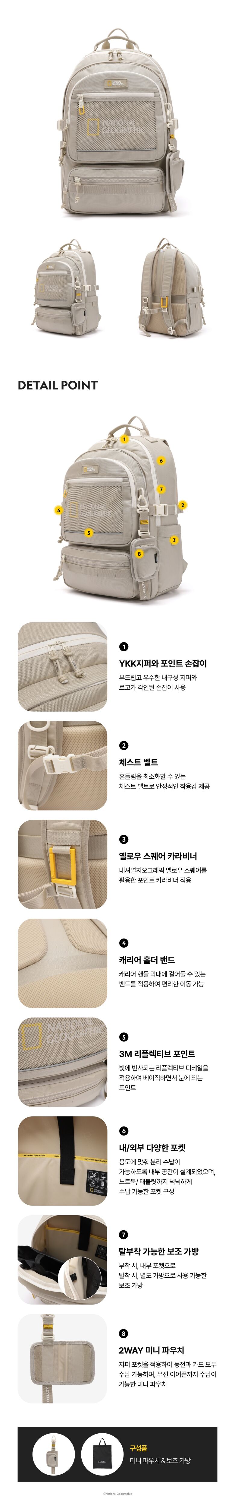 내셔널지오그래픽 N251ABG530 리플 백팩 3종택1